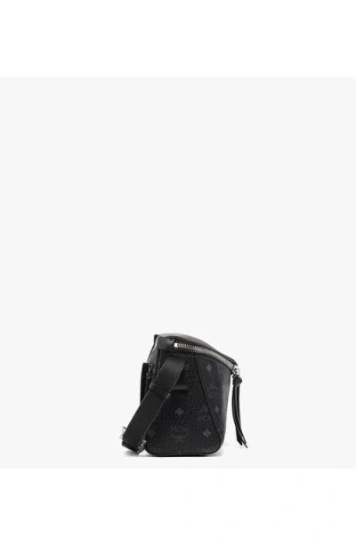 Mcm Diamant 3d Shoulder Bag In Visetos Leather Mix In Black