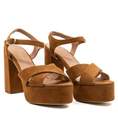 Andrea Gomez Bella Suede Platform Sandlas In Brown