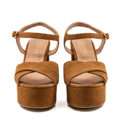 Andrea Gomez Bella Suede Platform Sandlas In Brown