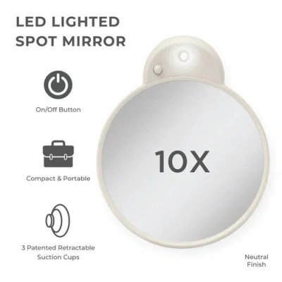 Zadro Lighted Compact Mirror With 10x Magnification & Retractable Suction Cups In Neutral