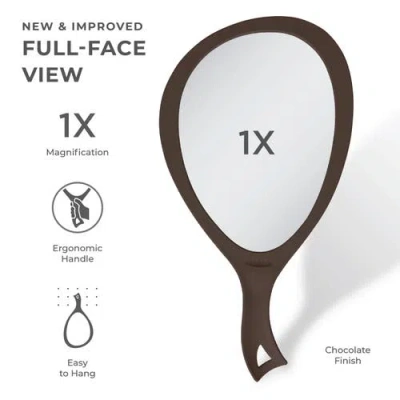 Zadro Xl Teardrop Handheld Mirror With Handle In Brown