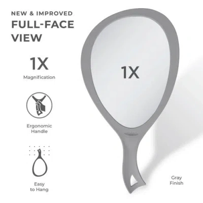 Zadro Xl Teardrop Handheld Mirror With Handle In Gray