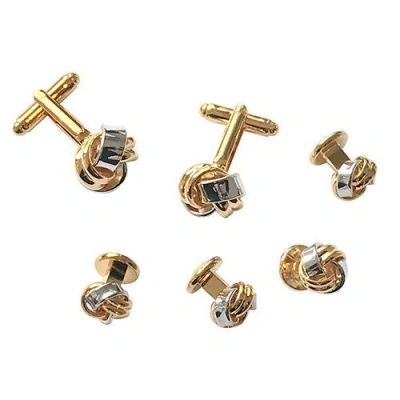 Link Up Classic Knot Gold Silver Cufflinks And Stud Sets In Metallic