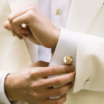 Link Up Classic Knot Gold Silver Cufflinks And Stud Sets In Metallic
