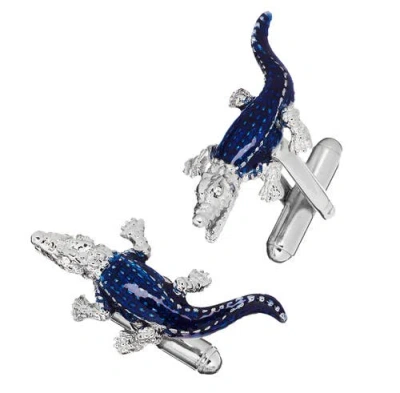 Link Up Brightly Colored Crocodile Cufflinks In Blue