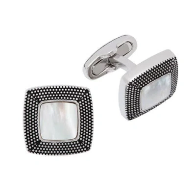Link Up Granulated Soft Square Gemstone Inlay Cufflinks In Metallic