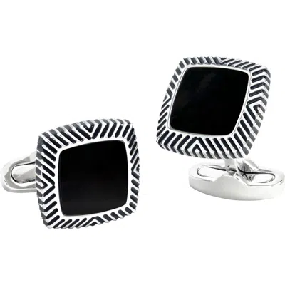 Link Up Onyx Soft Square Cufflinks In Black