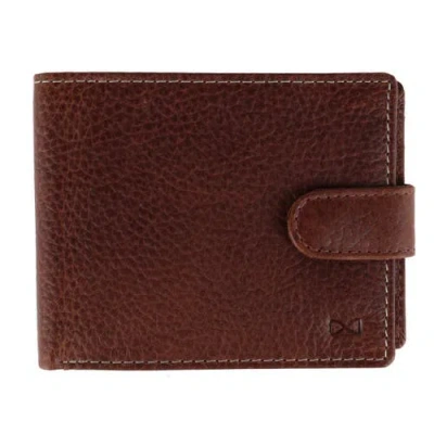 Trafalgar Parker Pebbled Leather Bi-fold Wallet With Id Window And Popper Fastener In Brown