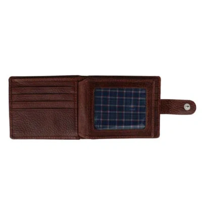 Trafalgar Parker Pebbled Leather Bi-fold Wallet With Id Window And Popper Fastener In Brown