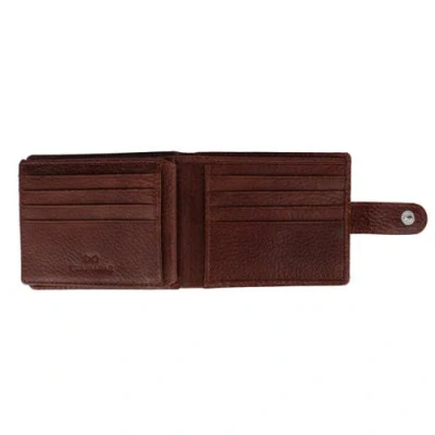 Trafalgar Parker Pebbled Leather Bi-fold Wallet With Id Window And Popper Fastener In Brown
