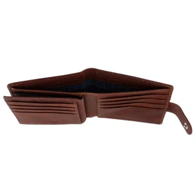 Trafalgar Parker Pebbled Leather Bi-fold Wallet With Id Window And Popper Fastener In Brown