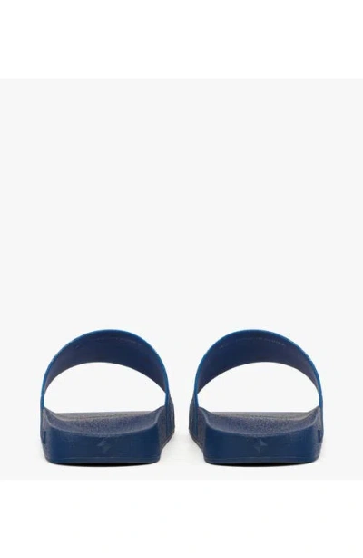 Mcm Monogram Print Rubber Slides In Blue