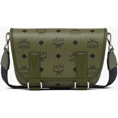 Mcm Mini Aren Visetos Monogram Messenger Bag In Green