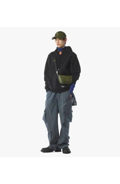 Mcm Mini Aren Visetos Monogram Messenger Bag In Green