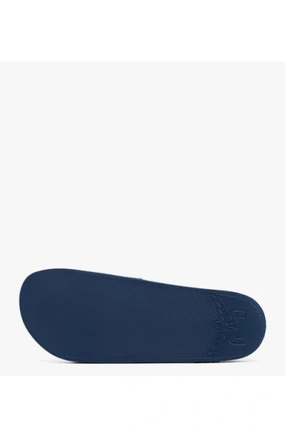 Mcm Monogram Print Rubber Slides In Blue