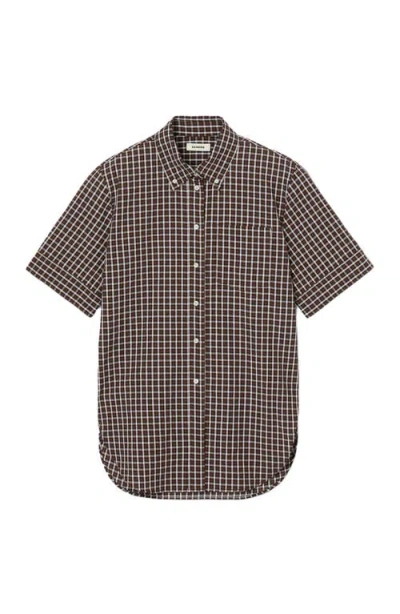 Sandro Oversized Checkered Shirt In Gray