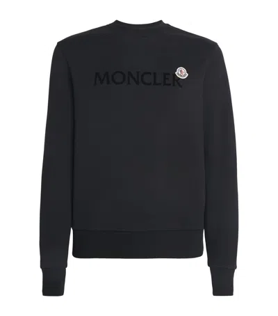 Moncler Logo Patch Cotton Sweatshirt In Black