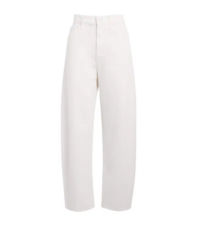 Mother Womens The Full-pipe Ankle High-rise Denim Jeans Picket Fence In White