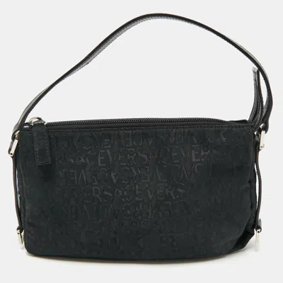 Pre-owned Versace Black Jacquard Fabric Pochette Bag