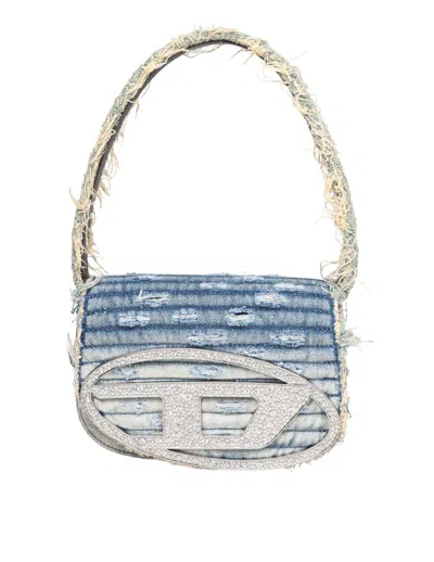 Diesel Canvas Shoulder Bag In Navy