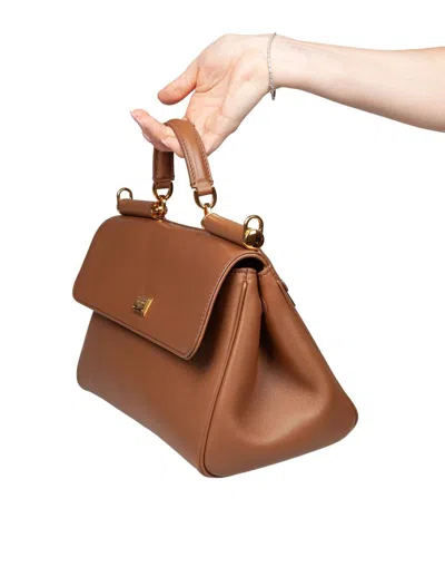 Dolce & Gabbana My Sicily Calfskin Handbag In Brown