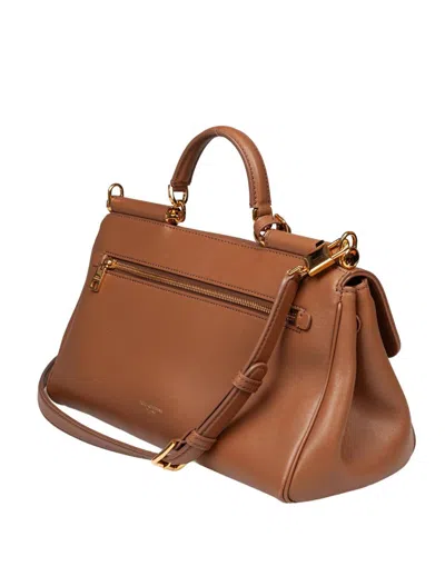 Dolce & Gabbana My Sicily Calfskin Handbag In Brown