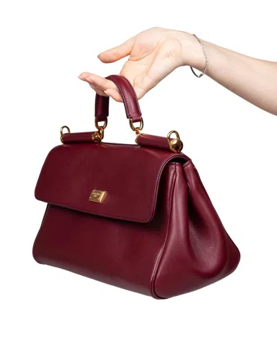Dolce & Gabbana Bordeaux Handbag With Key And Padlock Detail And Adjustable And Removable Shoulder Strap In Red