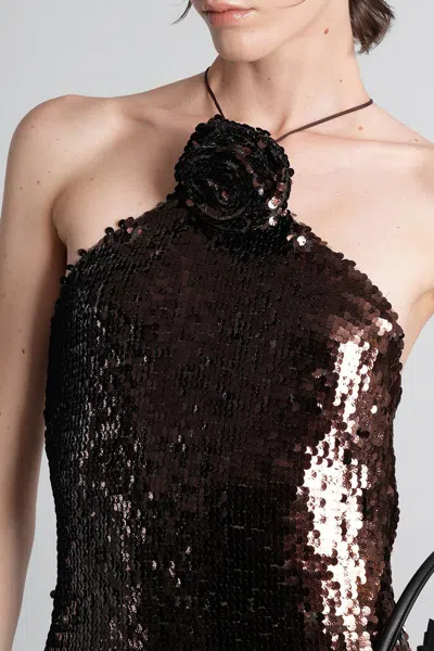 Magda Butrym Sequin Long Dress In Brown