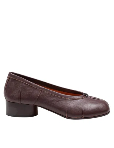 Maison Margiela Ballerina Shoes In Soft Textured Leather In Brown