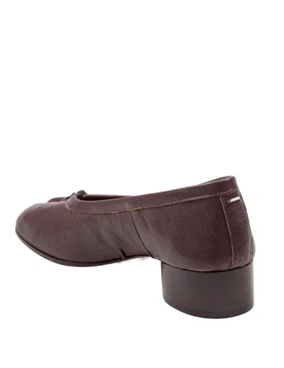 Maison Margiela Ballerina Shoes In Soft Textured Leather In Brown