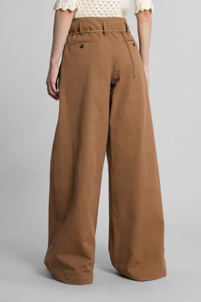 Chloé High-rise Wide-leg Pants In Cotton Canvas In Brown