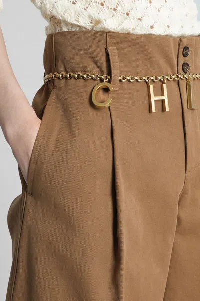 Chloé High-rise Wide-leg Pants In Cotton Canvas In Brown