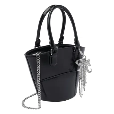 Self-portrait Black Leather Top Handle Bag In Black