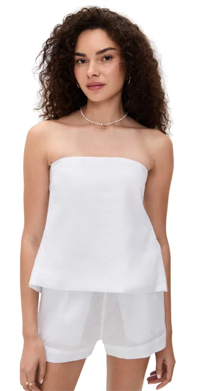 L*space Lspace Tessa Strapless Linen Cover-up Top In White
