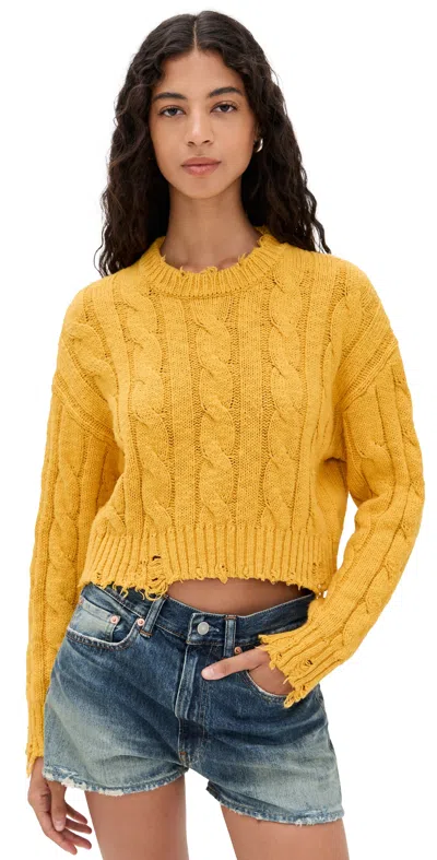 Denimist Boxy Cable Sweater In Yellow