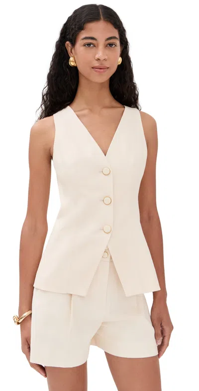 Veronica Beard Avalina Sleeveless V Neck Vest In Sand