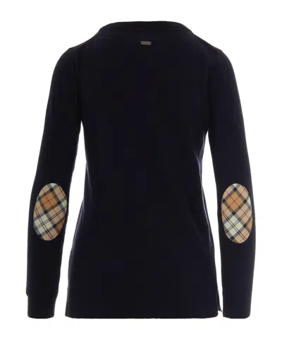 Barbour Elbow-patchs Wool-cotton Blend Sweater In Black