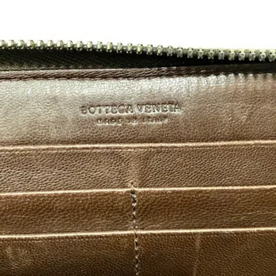 Pre-owned Bottega Veneta Brown Leather Suede Long Wallet (bi-fold) ()