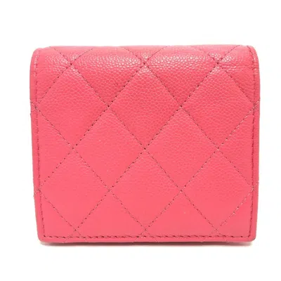 Pre-owned Chanel Pink Grained Calfskin Wallet (bi-fold) ()