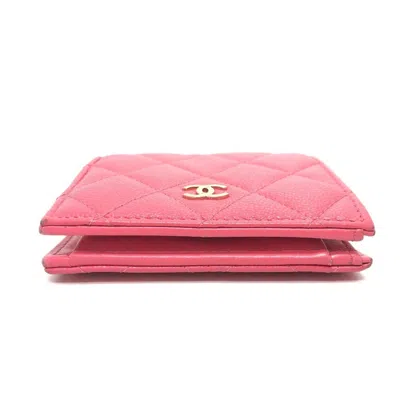 Pre-owned Chanel Pink Grained Calfskin Wallet (bi-fold) ()
