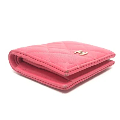 Pre-owned Chanel Pink Grained Calfskin Wallet (bi-fold) ()