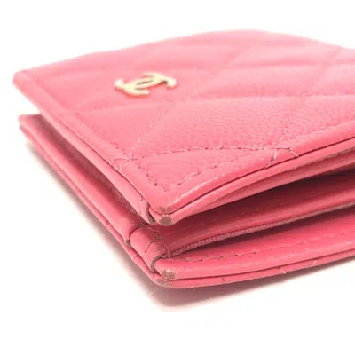 Pre-owned Chanel Pink Grained Calfskin Wallet (bi-fold) ()