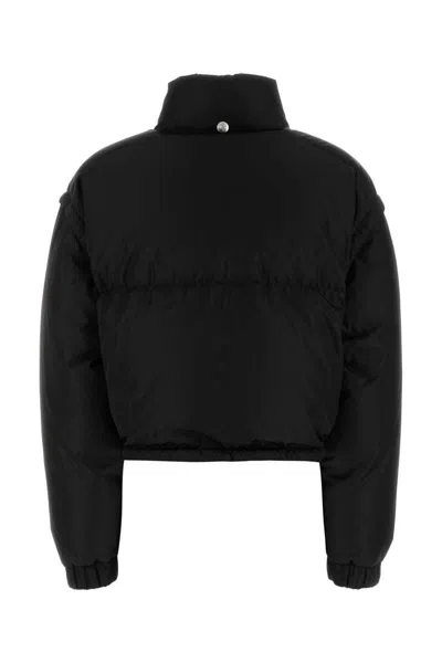 Prada Short Re-nylon Down Jacket In Black