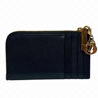Pre-owned Dior Christian  Black Leather Coin Purse/coin Case ()