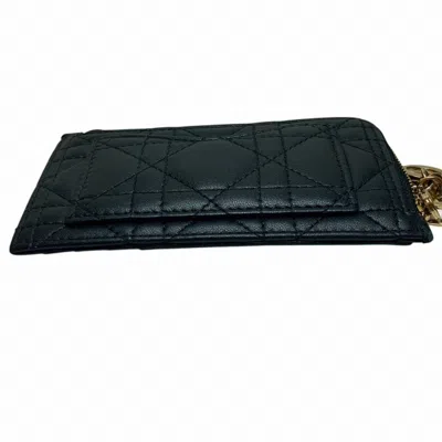 Pre-owned Dior Christian  Black Leather Coin Purse/coin Case ()