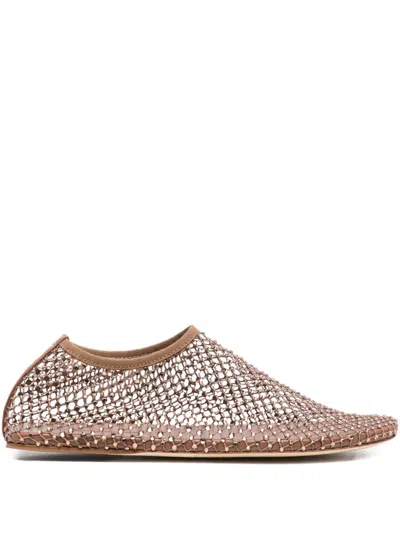Christopher Esber Minette Crystal-embellished Mesh Ballet Flats In Animal Print