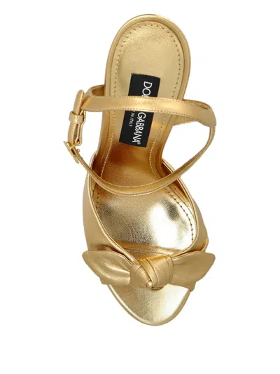 Dolce & Gabbana Metallic Leather Platform Sandals In Gold