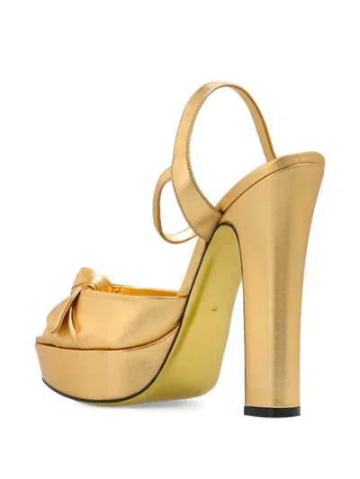 Dolce & Gabbana Metallic Leather Platform Sandals In Gold