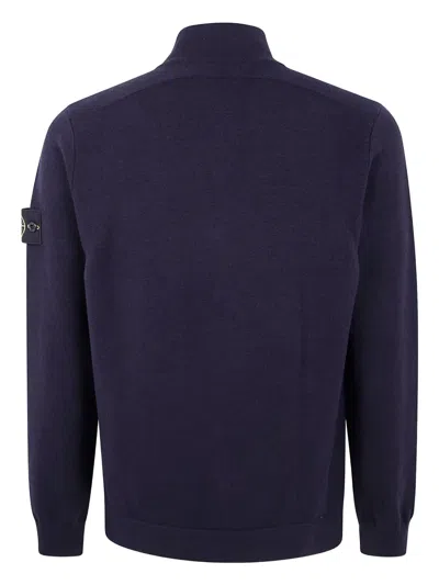 Stone Island Certified Virgin Wool Cardigan In Blue