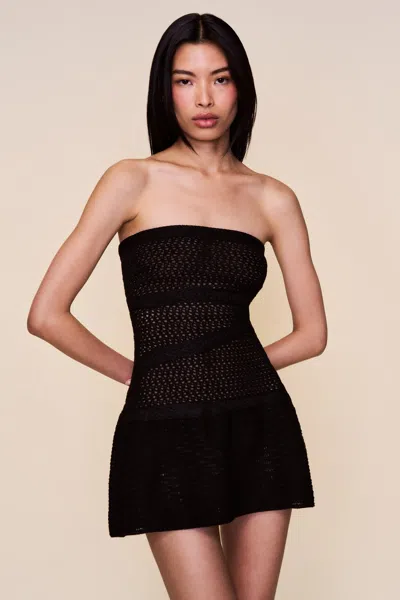 Danielle Guizio Ny Strapless Crochet Dress In Black
